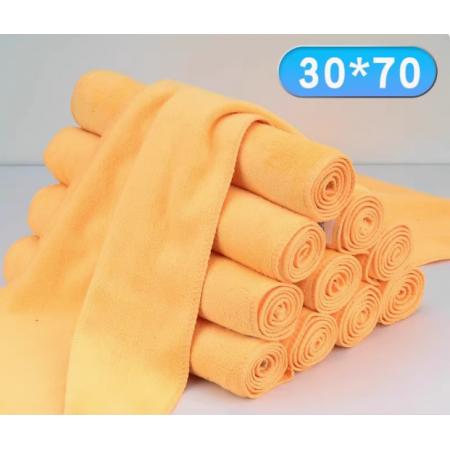 加厚细纤维抹布30*70CM擦车毛巾 黄色