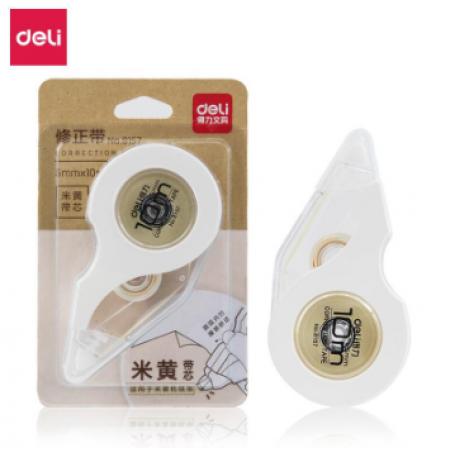 得力8157米黄带芯修正带 修正用品(白灰)