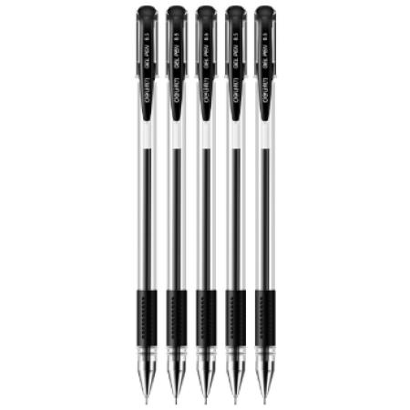 得力 6605 签字笔中性笔 0.5mm 5支/卡 (单位:卡) 黑色