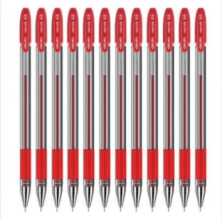 得力S55签字笔中性笔水笔0.5mm12支/盒(单位:盒)红色